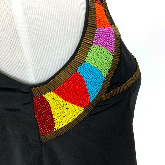 Yoana Baraschi Black Rainbow Beaded Y2K Tank Top Size 6 - Picture 16 of 16